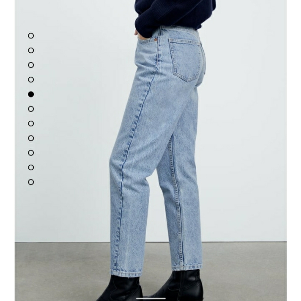 Zara High Rise Mom Jeans Lightwash Blue Denim Size 0 NEW With Tags NWT - Picture 4 of 13